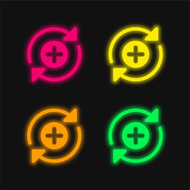 Add four color glowing neon vector icon clipart