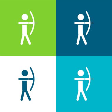 Archer Silueti Düz 4 renk en küçük simge seti