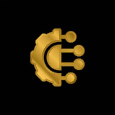 Artificial Intelligence gold plated metalic icon or logo vector clipart