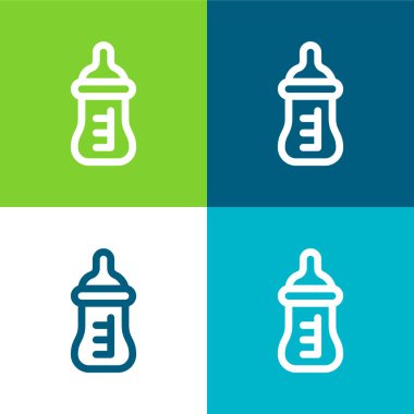 Baby Bottle Flat four color minimal icon set clipart