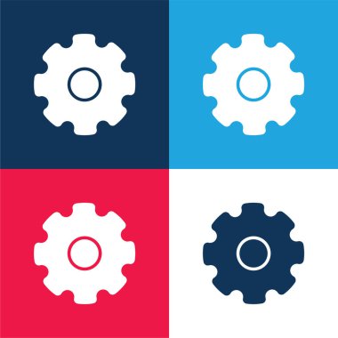 Büyük çark mavi ve kırmızı dört renk minimal simge kümesi