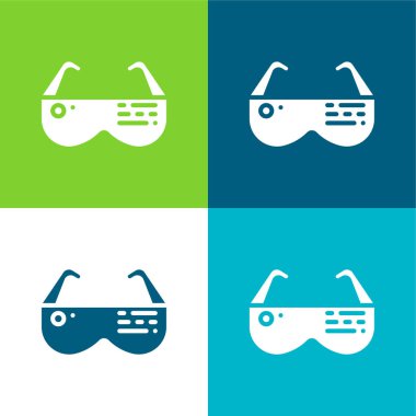 Ar Glasses Flat four color minimal icon set clipart svg vector 