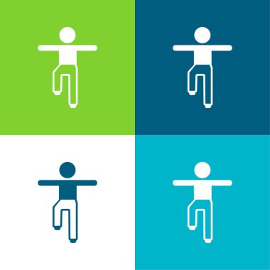 Çocuk Dengesi Konumu Düz Düz Renk simgesi seti