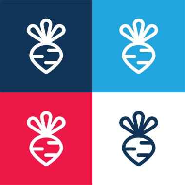 Pancar mavisi ve kırmızı dört renk minimal simge kümesi