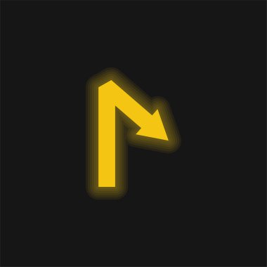 Düz Çizgi Sembolü ile Açı sarı parlak neon simgesi