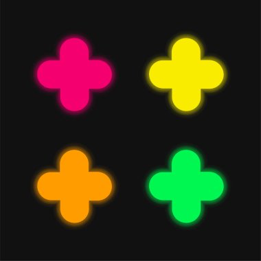 Toplama Sembolü: Parlak neon vektör simgesi