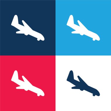 Arraving Airplane mavi ve kırmızı en küçük simge seti