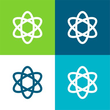 Atom Shape. Science Flat four color minimal icon set clipart