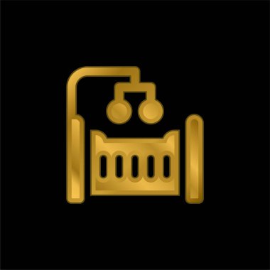 Bebek beşiği altın kaplama metalik simge veya logo vektörü