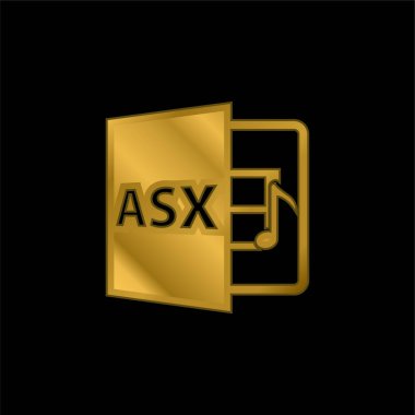 Asx File Format Symbol gold plated metalic icon or logo vector clipart