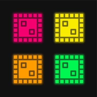 Masa Oyunu dört renk parlayan neon vektör simgesi