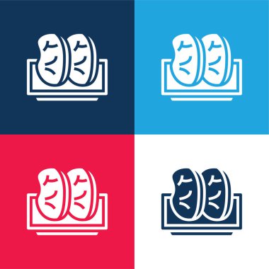 Pastırma mavisi ve kırmızı dört renk simgesi seti