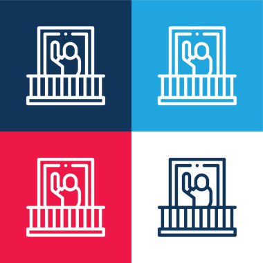 Balkon mavi ve kırmızı dört renk en küçük simge kümesi