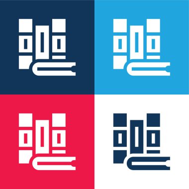 Kitaplar mavi ve kırmızı dört renk asgari simge kümesi