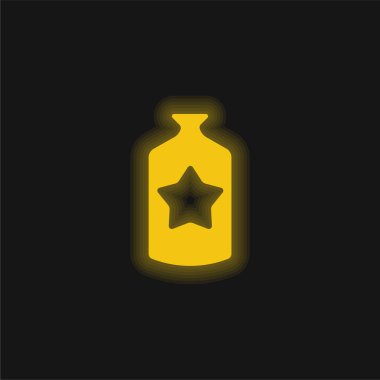 Şişe sarı, parlak neon simgesi