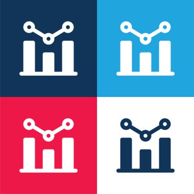 Analitik mavi ve kırmızı dört renk minimal simge kümesi