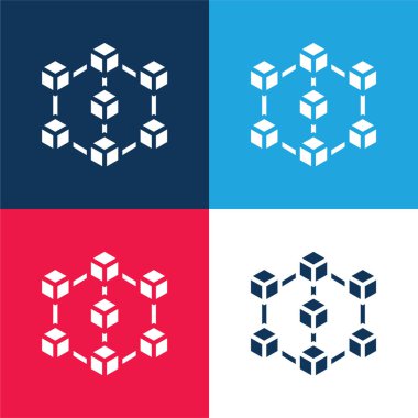 Blokzincir mavi ve kırmızı dört renk en küçük simge kümesi