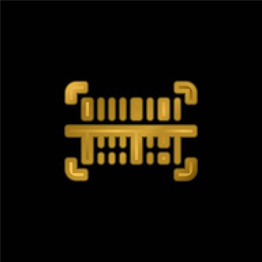 Barkod altın kaplama metalik simge veya logo vektörü