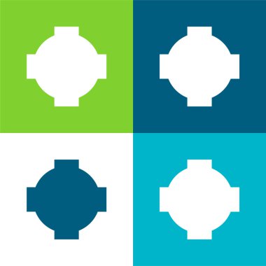 Siyah Haç Kalkanı Düz 4 renk en küçük simge seti