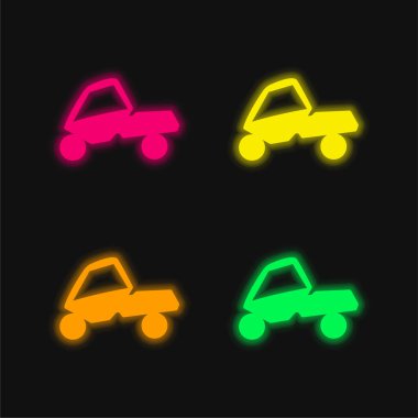 Macera Sporu: Dört renkli, parlayan neon vektör simgesi