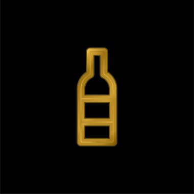 Şişe altın kaplama metalik simge veya logo vektörü