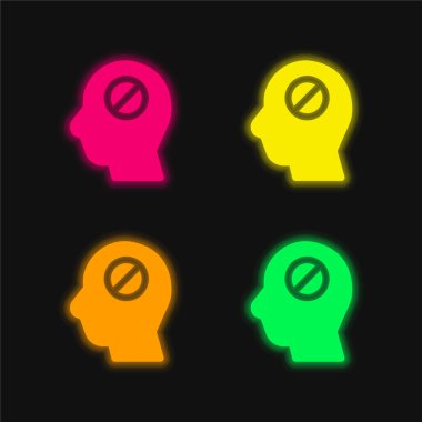 Blocked four color glowing neon vector icon clipart