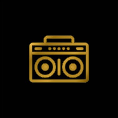 Boombox altın kaplama metalik simge veya logo vektörü