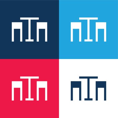 Çubuk mavi ve kırmızı dört renk minimal simge kümesi