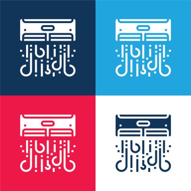 Klima mavi ve kırmızı dört renk minimal simgesi seti