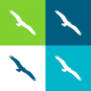 Bird Osprey Shape Flat four color minimal icon set clipart