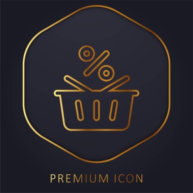 Sepet altın çizgi prim logosu veya simgesi