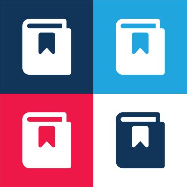 Bookmark blue and red four color minimal icon set clipart