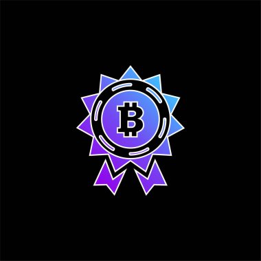 Bitcoin Ödül Etiketi mavi gradyan vektör simgesi