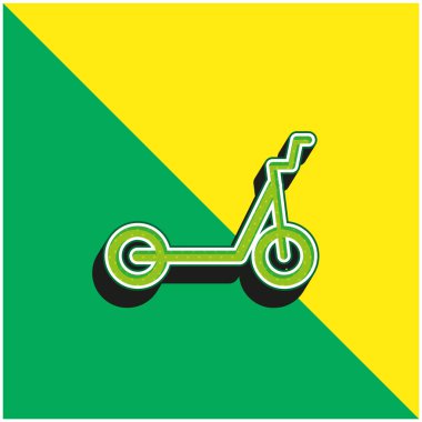 Bisiklet Yeşil ve Sarı 3D vektör simgesi