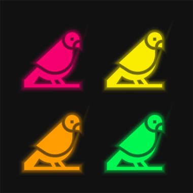 Bird four color glowing neon vector icon clipart