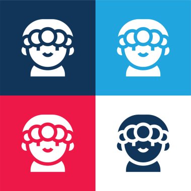 Oğlan mavi ve kırmızı dört renk minimal simge kümesi