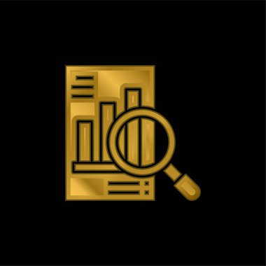 Analysis gold plated metalic icon or logo vector clipart