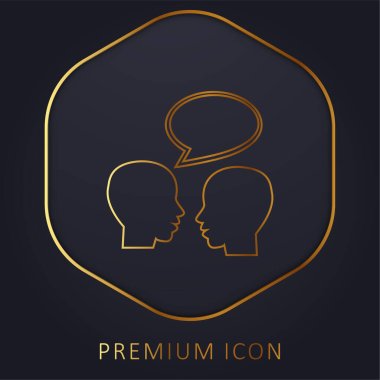 Bald Professors Talking golden line premium logo or icon clipart
