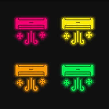 Klima Dört renk parlayan neon vektör simgesi