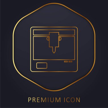 3d Yazıcı Sembolü Altın Satır prim logosu veya simgesi