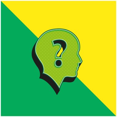 Bald Head With Question Mark Green and yellow modern 3d vector icon logo clipart