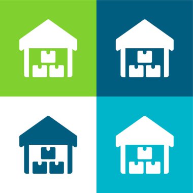 Kutular Düz 4 renk en küçük simge kümesi