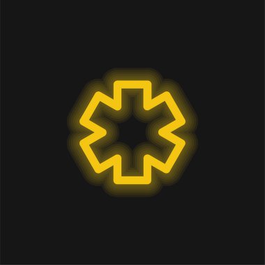 Asterisk Ana Hattı Değişken sarı parlak neon simgesi