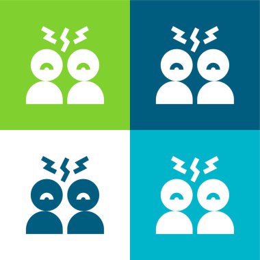 Kızgın Düz 4 renk simgesi seti