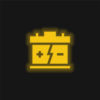 Battery yellow glowing neon icon clipart