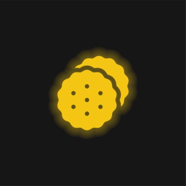 Biscuits yellow glowing neon icon clipart