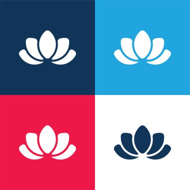 Güzel Lotus Çiçeği Mavi ve Kırmızı Minimum Renk Simgesi