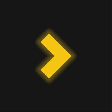 Geriye doğru ok sarı parlayan neon simgesi