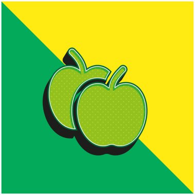 Elmalar yeşil ve sarı modern 3d vektör simgesi logosu