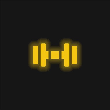Barbell yellow glowing neon icon clipart